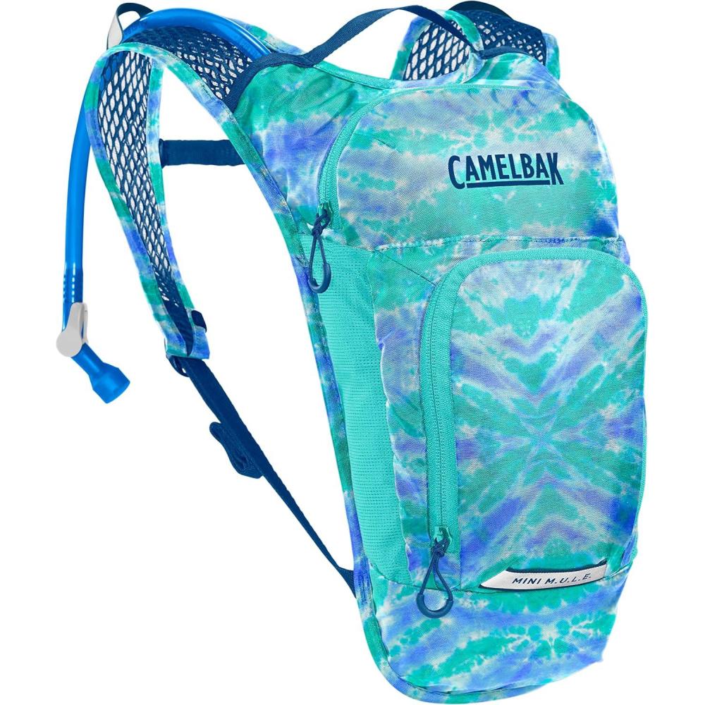 imageCamelBak Mini MULE Kids 50oz Hydration Reservoir Hike and Bike BackpackTie DyeBlue