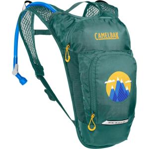 CamelBak Mini M.U.L.E. Kids 50oz Hydration Reservoir Hike and Bike Backpack(Green/Mountains)
