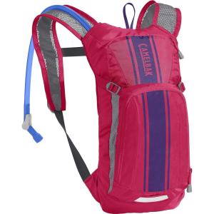 CamelBak Mini M.U.L.E. Kids 50oz Hydration Reservoir Hike and Bike Backpack(Hot Pink/Purple Stripe)