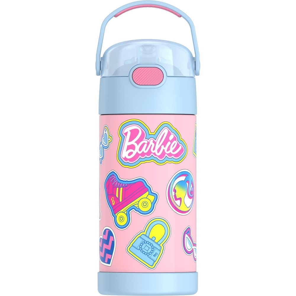 imageTHERMOS FUNTAINER Water Bottle with Straw  12 Ounce  Kids Stainless Steel Vacuum Insulated Water Bottle with Lid Hot WheelsBarbie