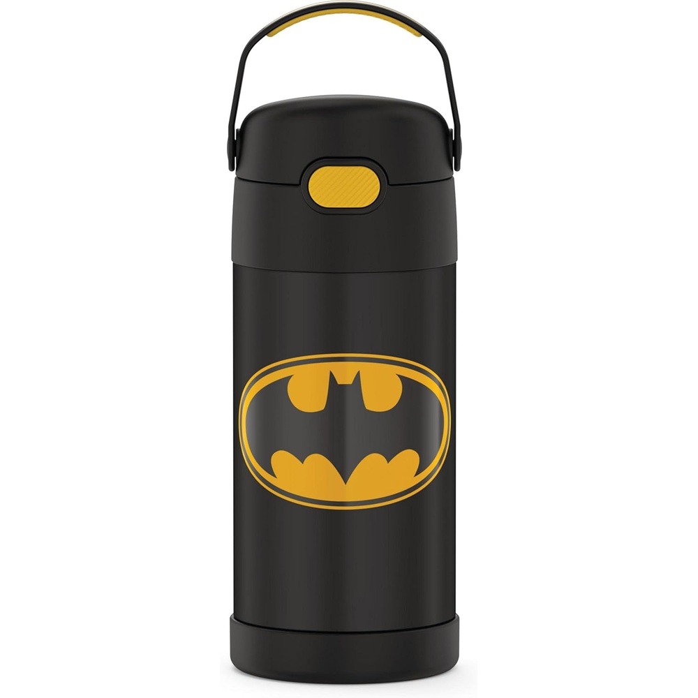 imageTHERMOS FUNTAINER Water Bottle with Straw  12 Ounce  Kids Stainless Steel Vacuum Insulated Water Bottle with Lid Hot WheelsBatman