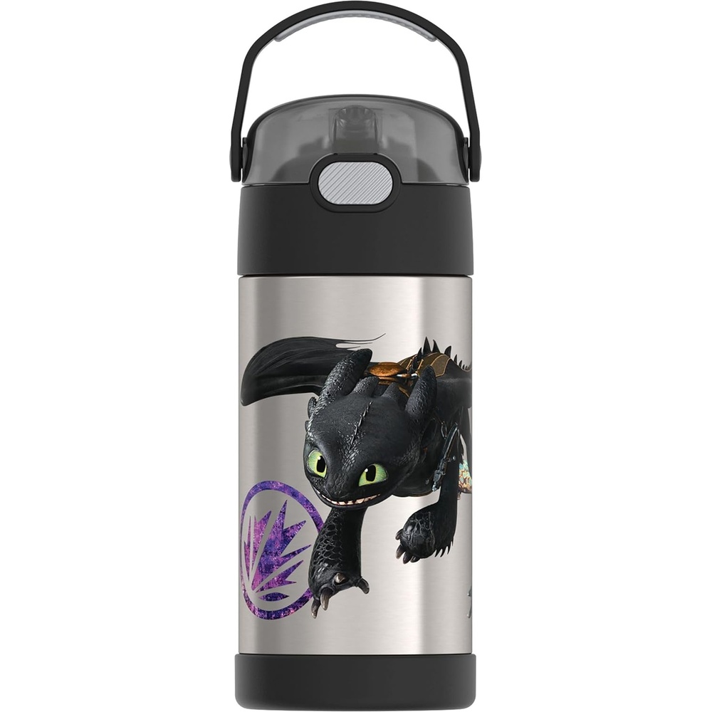imageTHERMOS FUNTAINER Water Bottle with Straw  12 Ounce  Kids Stainless Steel Vacuum Insulated Water Bottle with Lid Hot WheelsHow To Train Your Dragon