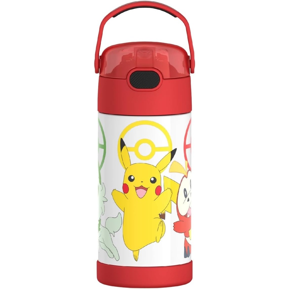 imageTHERMOS FUNTAINER Water Bottle with Straw  12 Ounce  Kids Stainless Steel Vacuum Insulated Water Bottle with Lid Hot WheelsPokmon