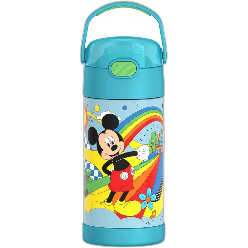 imageTHERMOS FUNTAINER Water Bottle with Straw  12 Ounce  Kids Stainless Steel Vacuum Insulated Water Bottle with Lid Hot WheelsPreschool Mickey