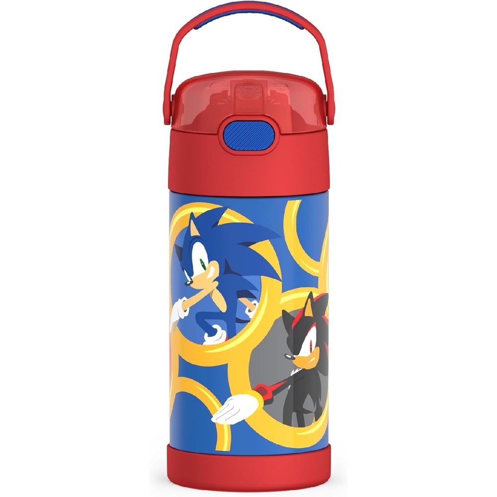 imageTHERMOS FUNTAINER Water Bottle with Straw  12 Ounce  Kids Stainless Steel Vacuum Insulated Water Bottle with Lid Hot WheelsSonic the Hedgehog