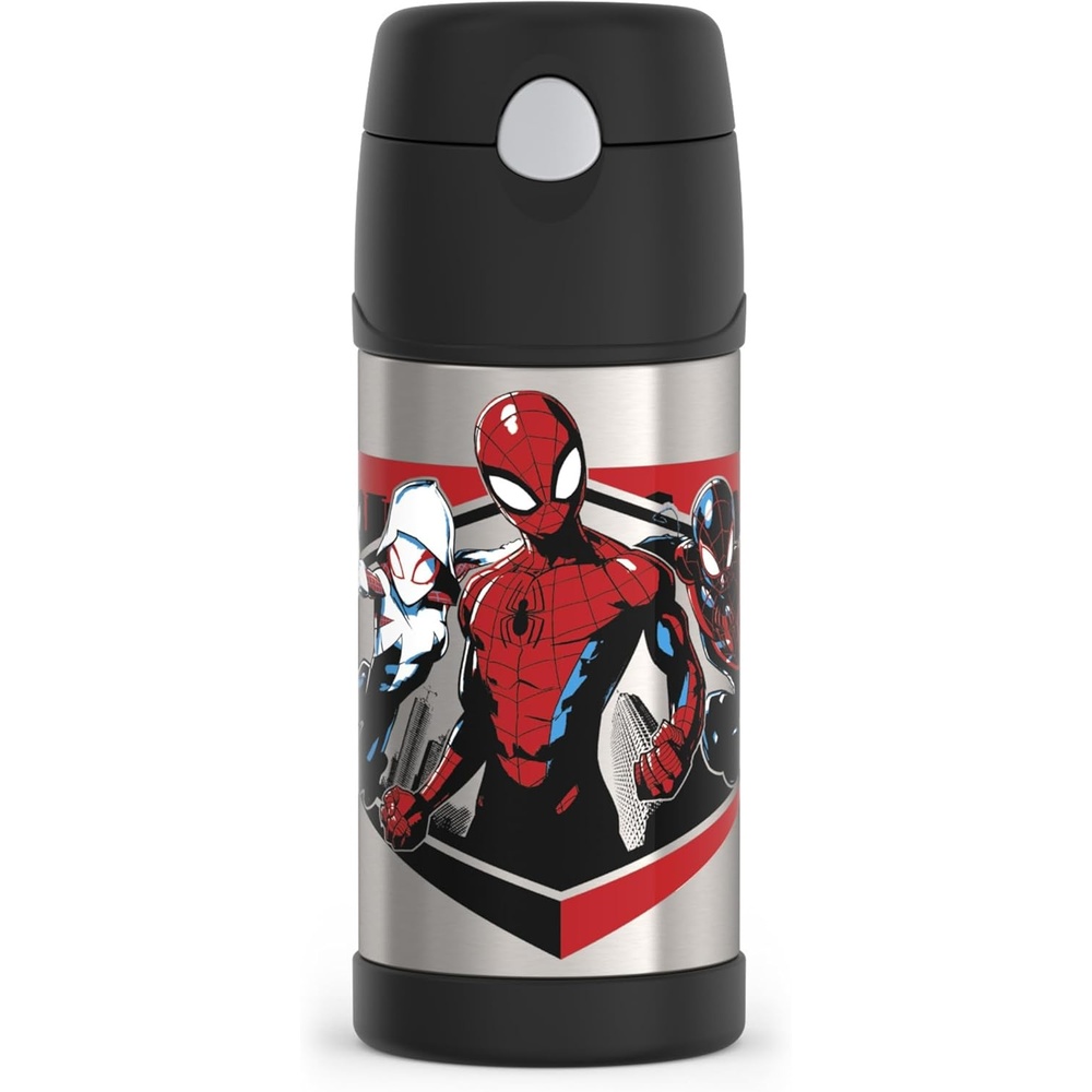 imageTHERMOS FUNTAINER Water Bottle with Straw  12 Ounce  Kids Stainless Steel Vacuum Insulated Water Bottle with Lid Hot WheelsSpiderman