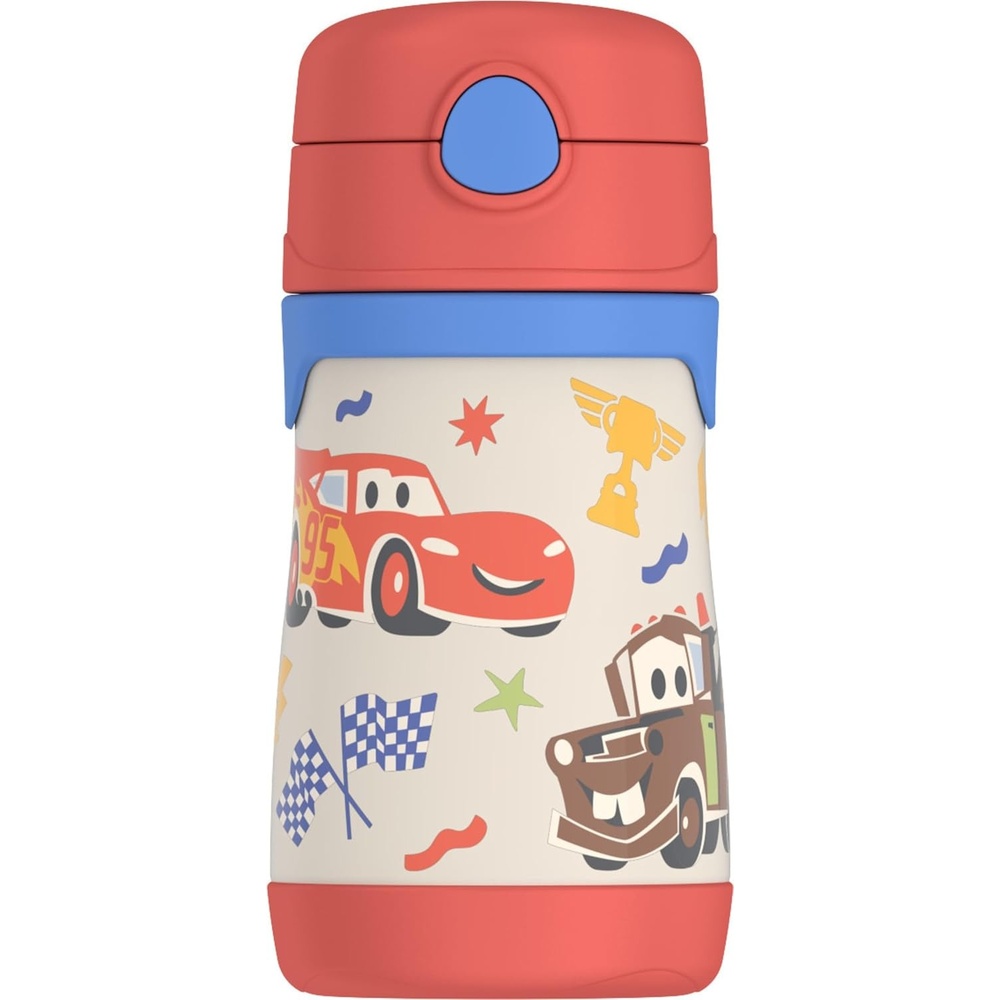 imageThermos Baby 10 oz Stainless Steel Bottle with popup straw CarsCars