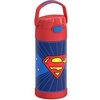 THERMOS FUNTAINER Water Bottle with Straw – 12 Ounce – Kids Stainless Steel Vacuum Insulated Water Bottle with Lid, Hot Wheels(Superman)