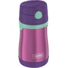 Thermos Baby 10 oz. Stainless Steel Bottle with pop-up straw, Cars(Purple with Teal)