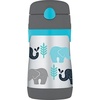 Thermos Baby 10 oz. Stainless Steel Bottle with pop-up straw, Cars(Elephants)