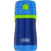 Thermos Baby 10 oz. Stainless Steel Bottle with pop-up straw, Cars(Navy with Lime)