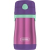 Thermos Baby 10 oz. Stainless Steel Bottle with pop-up straw, Cars(Purple with Teal)