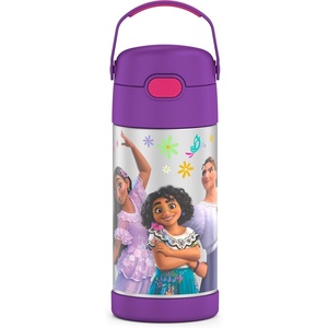 THERMOS FUNTAINER Water Bottle with Straw – 12 Ounce – Kids Stainless Steel Vacuum Insulated Water Bottle with Lid, Hot Wheels(Encanto)