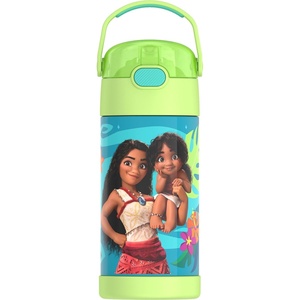 THERMOS FUNTAINER Water Bottle with Straw – 12 Ounce – Kids Stainless Steel Vacuum Insulated Water Bottle with Lid, Hot Wheels(Moana 2)