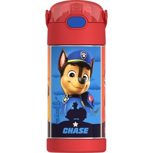 THERMOS FUNTAINER Water Bottle with Straw – 12 Ounce – Kids Stainless Steel Vacuum Insulated Water Bottle with Lid, Hot Wheels(Paw Patrol Boy)