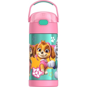 THERMOS FUNTAINER Water Bottle with Straw – 12 Ounce – Kids Stainless Steel Vacuum Insulated Water Bottle with Lid, Hot Wheels(Paw Patrol Girl)
