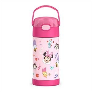 THERMOS FUNTAINER Water Bottle with Straw – 12 Ounce – Kids Stainless Steel Vacuum Insulated Water Bottle with Lid, Hot Wheels(Preschool Minnie)