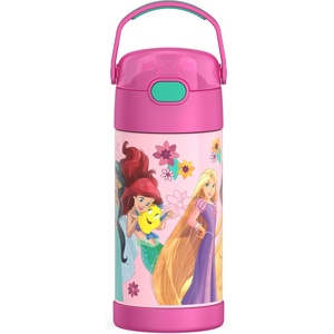 THERMOS FUNTAINER Water Bottle with Straw – 12 Ounce – Kids Stainless Steel Vacuum Insulated Water Bottle with Lid, Hot Wheels(Princess)