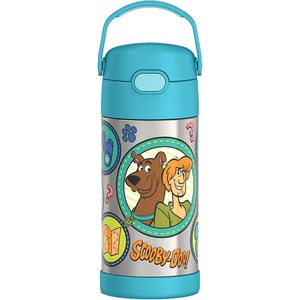 THERMOS FUNTAINER Water Bottle with Straw – 12 Ounce – Kids Stainless Steel Vacuum Insulated Water Bottle with Lid, Hot Wheels(Scooby-Doo)