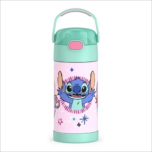 THERMOS FUNTAINER Water Bottle with Straw – 12 Ounce – Kids Stainless Steel Vacuum Insulated Water Bottle with Lid, Hot Wheels(Stitch)
