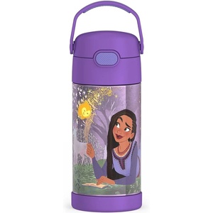 THERMOS FUNTAINER Water Bottle with Straw – 12 Ounce – Kids Stainless Steel Vacuum Insulated Water Bottle with Lid, Hot Wheels(Wish)