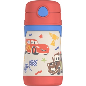 Thermos Baby 10 oz. Stainless Steel Bottle with pop-up straw, Cars(Cars)