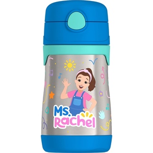 Thermos Baby 10 oz. Stainless Steel Bottle with pop-up straw, Cars(Ms. Rachel)