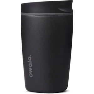 Owala SmoothSip Slider Ceramic-Lined Insulated Stainless Steel Coffee Tumbler, No Metallic Taste Reusable Travel Mug, Hot Iced Coffee Cup, BPA Free 20 oz, Candy Coated(Very  Very Dark)